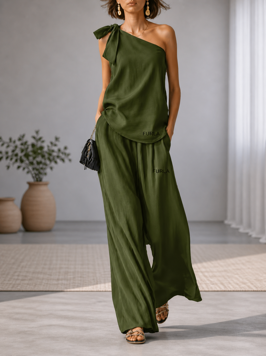 Completo Elegante Cerimonia – Pantalone + Blusa Chiffon