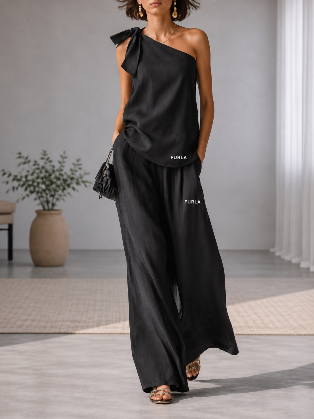 Completo Elegante Cerimonia – Pantalone + Blusa Chiffon